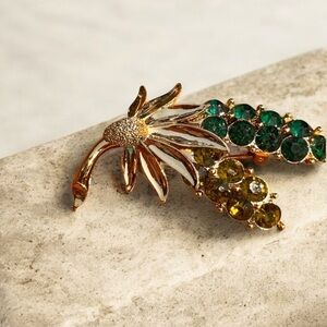 Vintage green and yellow branches brooch